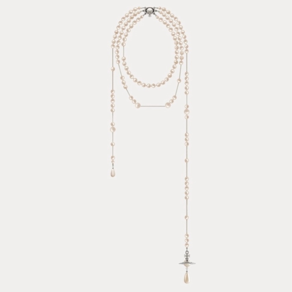 AUTH-Vivienne Westwood Broken pearl necklace Silver - Picture 5 of 8